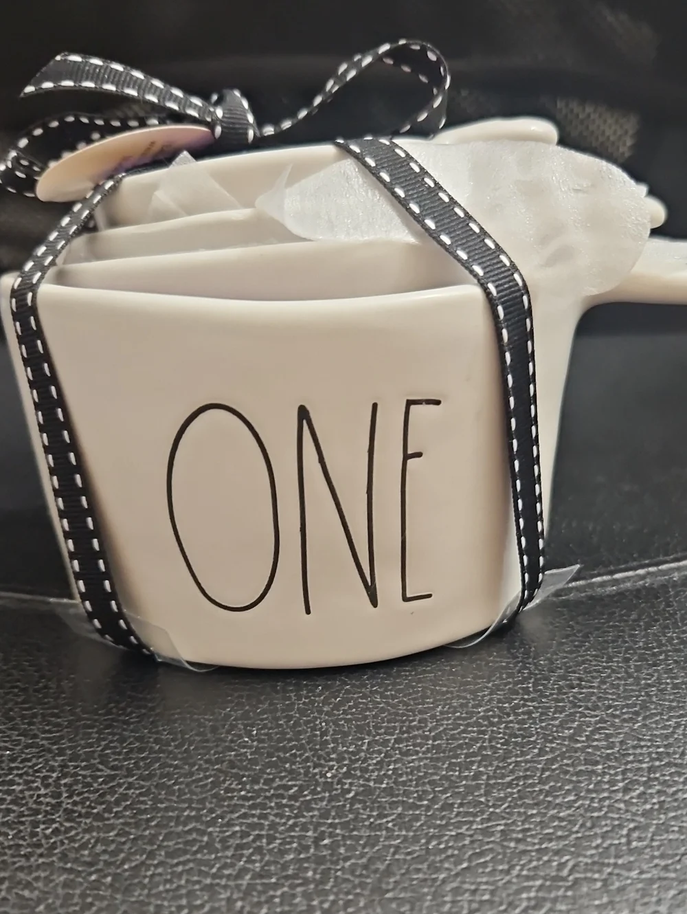 Rae Dunn White Measuring Cups with Black Lettering